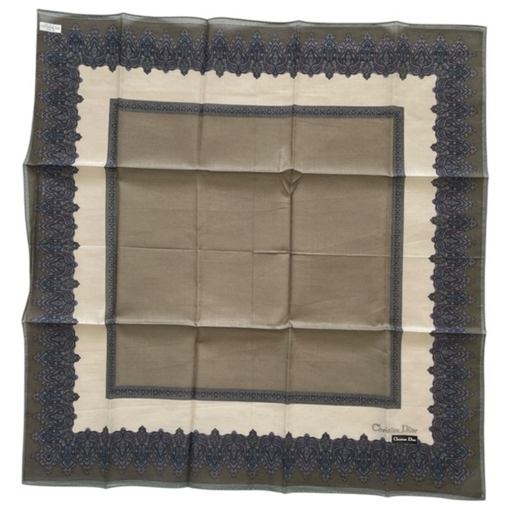Authentic Christian Dior Vintage Blue and Cream Handkerchief